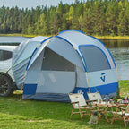 JOYTUTUS SUV Tent for Camping with Rainfly, Double Door Design Car Tent with Aluminum Poles, SUV Tailgate Tent with Waterproof PU2000mm Double Layer for 4-8 Person, Blue