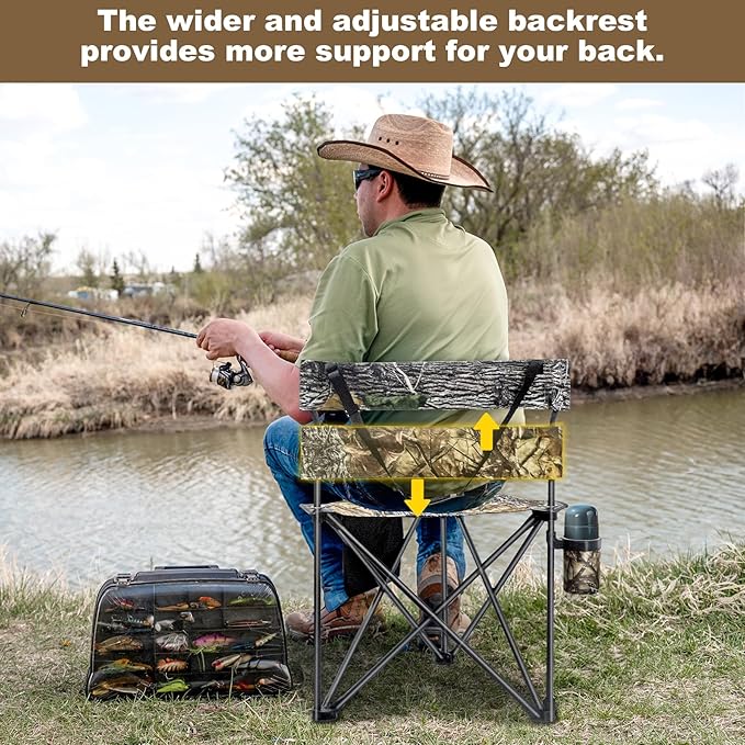 Hunting Chair Extra Large Tripod Chair with Backrest Portable Camping Chair for Fishing Blind Hiking