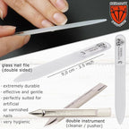 3 Swords Germany - Brand Quality 6 piece Manicure Pedicure Grooming kit Set - Scissors, Metal and Glass Nail File, Clipper, Tweezers with Synthetic Leather case - Ostrich