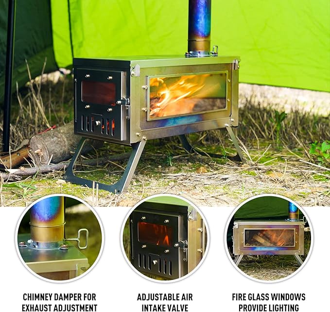 FireHiking Titanium Stove Camping Tent Burning Stove Foldable Ultralight