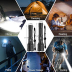 Flashlights High Lumens Rechargeable (Battery Included), XHP70.2 Super Bright LED Flashlight with Holster, Type-C, 5 Modes, Zoomable, IPX6 Waterproof Flashlights for Emergency Camping