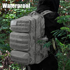 Military Tactical Backpack 50L Large Day Backpack for Men Molle Army 3 Days Assault Pack Bug Out Bag Water Resistant and Heavy Duty Hiking Treeking Rucksack - Grey