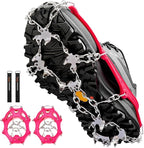 Crampons Ice Cleats Traction Snow Grips for Boots Shoes Women Men Anti Slip 19 Stainless Steel Spikes Safe Protect for Hiking Fishing Walking Climbing Mountaineering