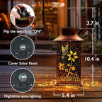 Homemory Hummingbird Solar Lanterns Waterproof, Metal Hanging Hollowed-Out Metal Decor Lantern, LED Outdoor Decoration for Outside LED Lanternse for Yard, Backyard, Porch, Lawn