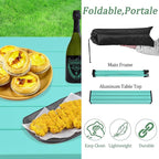 Grope Portable Camping Table with Aluminum Table Top, Folding Beach Table Easy to Carry, Prefect for Outdoor, Picnic, BBQ, Cooking, Festival, Beach, Home (Sky Blue-L)