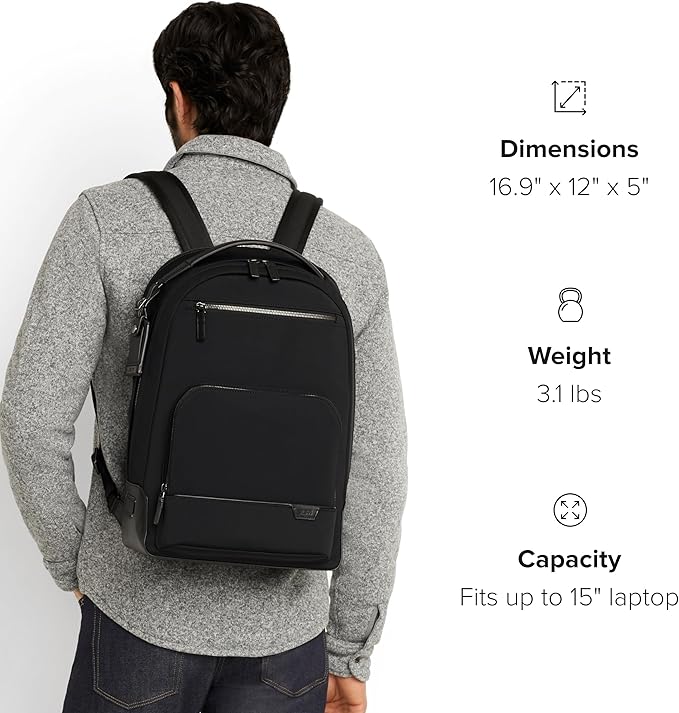TUMI - Harrison Warren Backpack - 15-Inch Laptop Backpack - Stylish Women's & Men's Backpack for Travel & Business - Black Bombe