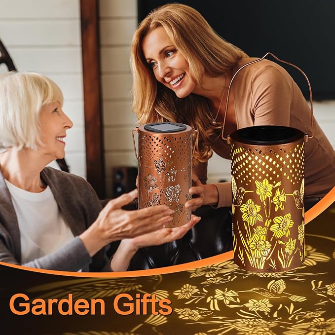 2Pack Hummingbird Solar Light, Birthday Gift for Women, Men, Mother's Day, Thanksgiving, Christmas, New Year Gift. Outdoor Waterproof Lights Hanging Patio Garden Decoration, Outdoor Backyard