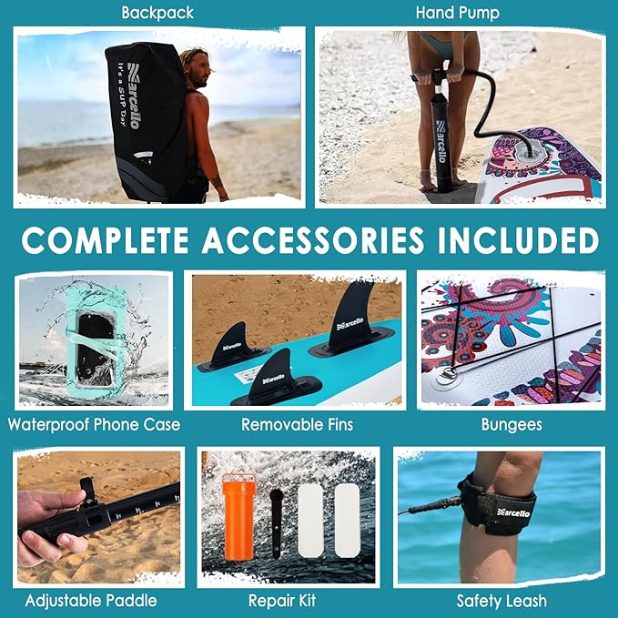 Paddle Board, Inflatable Stand Up Paddle Board，10.6'×33"×6" Ultra-Light SUP Board with Hand Pump, Leash, Repair Kit, Waterproof Phone Case and Backpack
