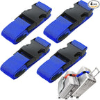 4Pack Luggage Straps Add Bag Luggage Straps to Connect Two Suitcases, Adjustable Luggage Belt Connector for Carry On, Travel Attachment Accessories to Hold Suitcases Together, Blue