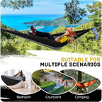 Camping Hammock Lightweight, Portable Hammocks Parachute Hammock with Two Tree Straps, Single or Double Travel Swing Nylon Camp Hammocks, Outdoor Essentials for Beach Backpacking Hiking, Orange