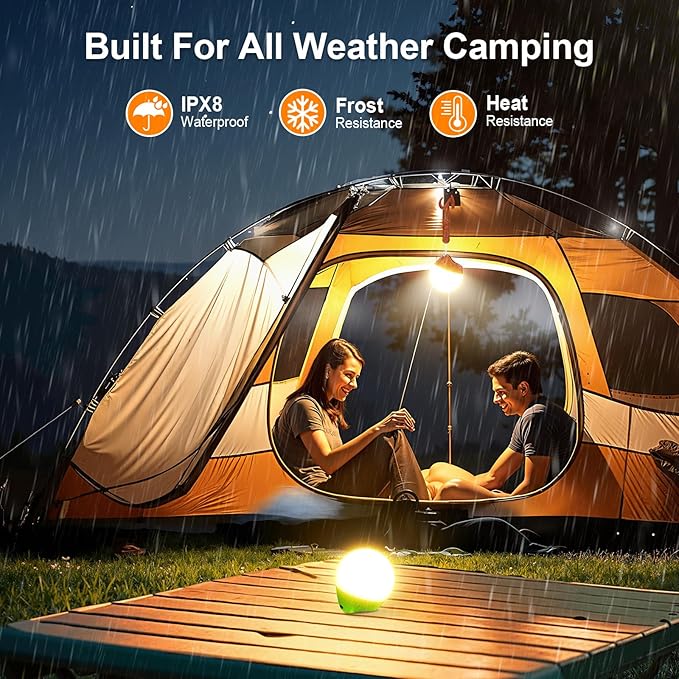 LETMY Rechargeable Camping Lights, 4 Pack Portable Tent lights With 4 Lighting Modes, 150LM LED Camping Lantern Waterproof, Only 20g Hanging Tent Lantern for Hiking Backpacking Power Outages Emergency