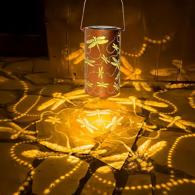 Dragonfly Solar Lanterns Outdoor Waterproof, Birthday Gifts for Women Mom Grandma, Hanging Solar Lights for Yard, Patio, Porch, Garden Decor, Christmas Gifts for Her/Him