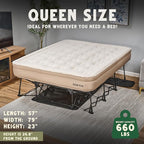 Queen Air Mattress with Frame, Self Inflating/Deflating Bed for Adults - PeakRest Blow Up Bed, Camping Cot with Mattress for Adults - Portable Queen Bed with Travel Rolling Case on Wheels