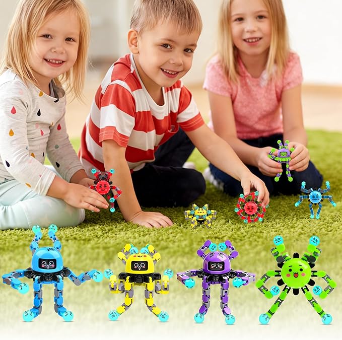 Transformable Fidget Spinner Toys for Kids and Adults,6 Pcs Sensory Toy for Boys Girl ADHD Stress Relief Toys,Fingertip Gyros Travel Toy Party Favors for Teens Birthdays Gifts Easter Present