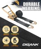 6 Pack 2" x 15ft Ratchet Straps Heavy Duty Tie Down Straps with J Hooks, 2000 LBS Working Load, 6000 LBS Break Strength Cargo Straps for Truck, Trailer, Motorcycle, Moving, Black