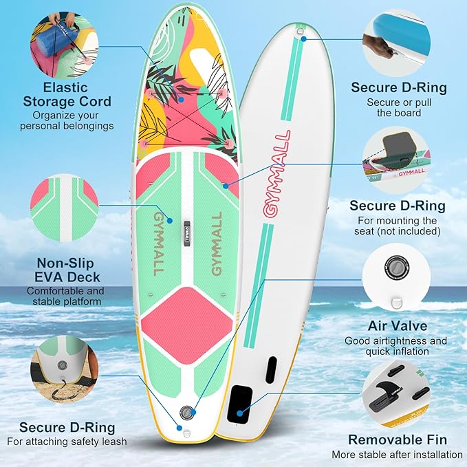 Paddle Board, Inflatable Stand Up SUP Paddle Boards for Adults & Youths of All Skill Levels, Wide & Non-Slip Deck Design Blow Up Paddleboards with Premium Accessories & Storage Bag