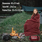 4-in-1 Large Camping Blankets - Waterproof, Windproof Fleece Outdoor Blankets for Stadium, Sports, Car, Concert - 81"x57", Portable (Antique Ruby)