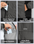 Men's Cycling Rain Jackets Waterproof Running Bike Windbreaker Lightweight Packable Hooded Jacket