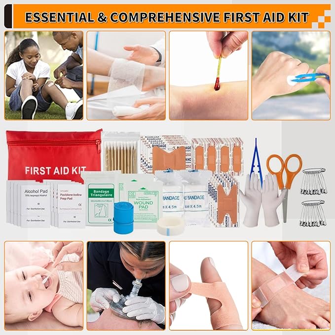 Survival Kit, Gifts for Men Women Teen Boys, 252 pcs Survival Gear and Equipment Mini First Aid Kit for Car Home, Emergency Kit with Molle System for Earthquake, Outdoor Adventure, Car Travel