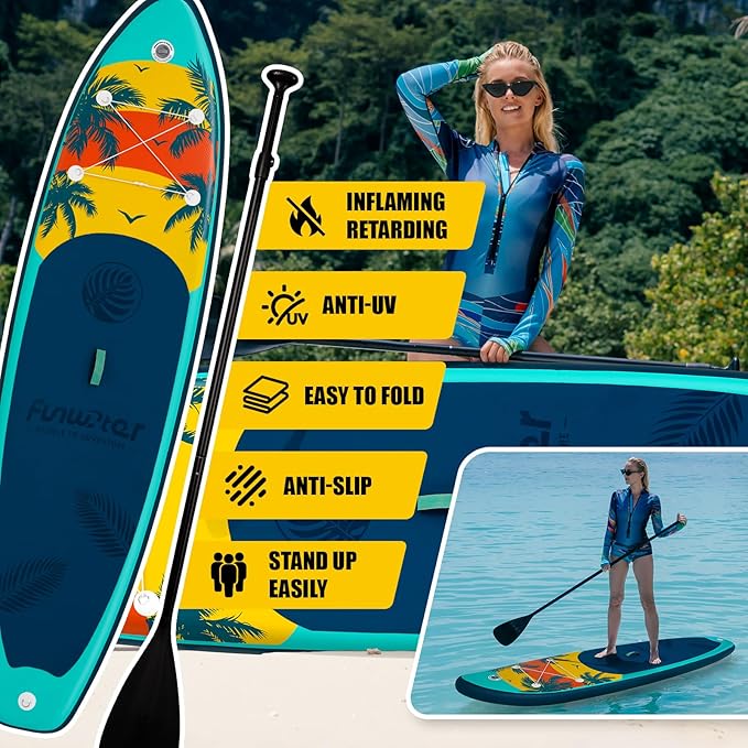 FunWater Stand Up Paddle Board Ultra-Light Inflatable Paddleboard with SUP Accessories for Adults & Youth of All Skill Levels