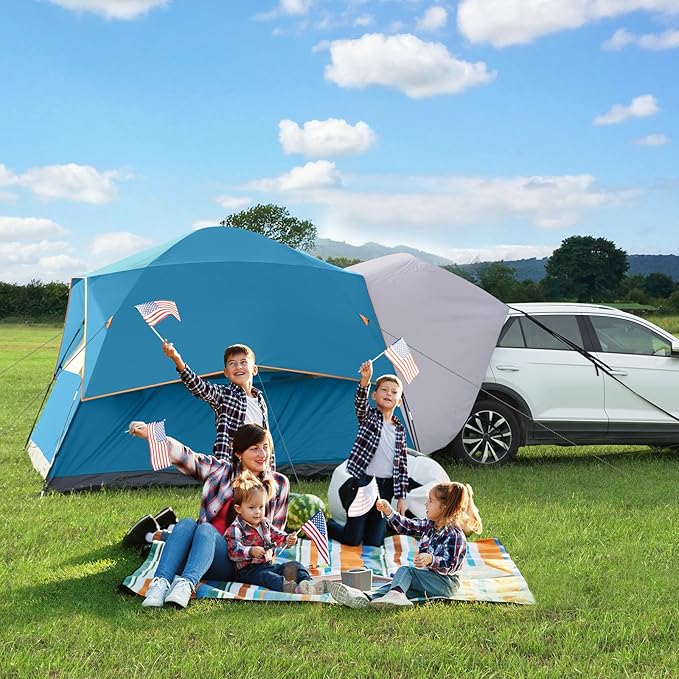 UNP SUV Dome Tent for Camping, Outdoor 6 Person Car Camping Tent, Easy Set Up SUV Tailgate Tent with Rainfly 10' x 10' Vehicle Camping Tent