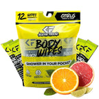 Body Cleansing Wipes - Original Biodegradable Natural Disposable Wipes, Individually Wrapped for the Gym, Workout, Hiking, Travel, and Sport, Citrus 12-Count…
