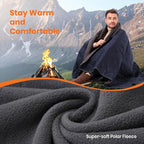 4-in-1 Large Outdoor Blanket - Waterproof & Windproof Thickened Warm Fleece Camping Blanket for Stadium, Hiking, Sporting Events - 81"x57", Packable (Royal Blue)