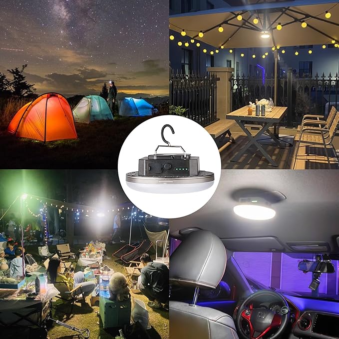 12000mAh 4000LM Camping Lights 3 Lighting Modes Bright Rechargeable LED Lamp 40W Hanging Tent Lights IPX5 Waterproof,Magnet,Power Failure Emergency Survival Kits & Christmas Day Gift