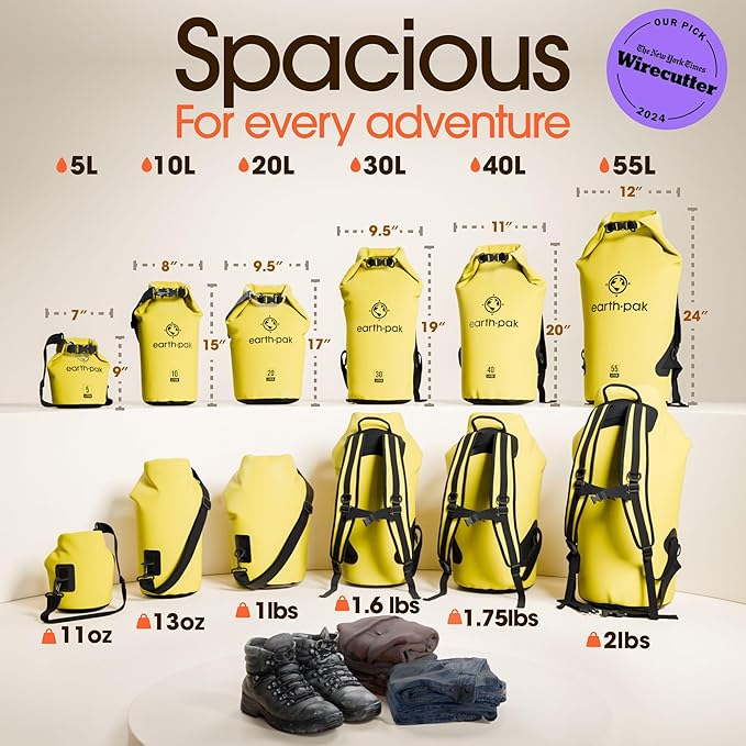 Earth Pak Waterproof Dry Bag - Roll Top Waterproof Backpack Sack Keeps Gear Dry for Kayak with Waterproof Phone Case