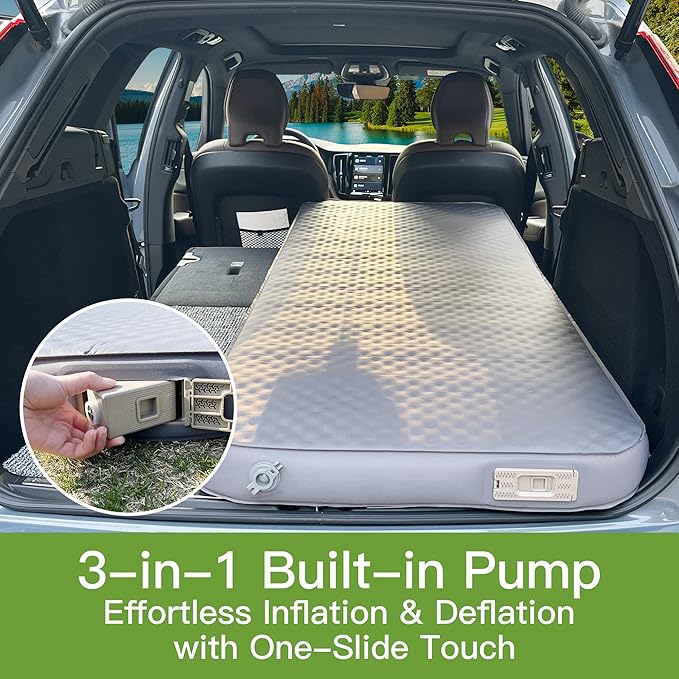 4" Ultra-Thick Single Self-Inflating Sleeping Pad with 3-in-1 Rechargeable Pump, Air Adjustable Foam Camping Mattress, Fast Inflate & Deflate 9.5R Heavy-Duty Camping Mat for Car, Van, Rooftop Tent