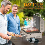 Tabletop Gas Griddle with Lid & Foldable Legs, 2-Burner BBQ Propane Flat Top Griddle, Portable Grill Stove for Outdoor Cooking Patio Party Camping Tailgating RV, Stainless Steel, GS318