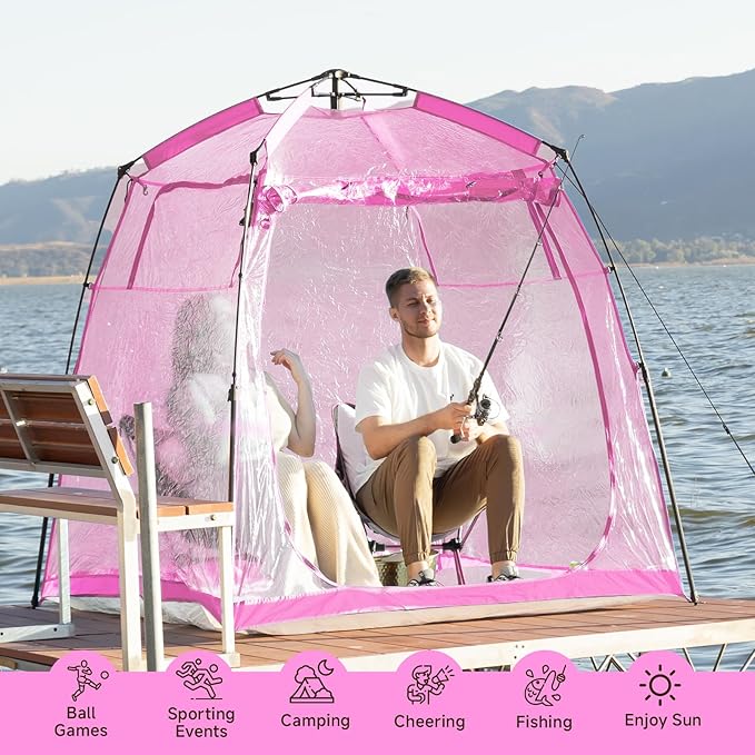 All Weather Proof Pod Sports Pod,540°View Weather Tent,1-4 Person Instant Tent with Sealed Floor,Outdoor Screen House with Carrying Bag,Screen Room for Sport Event,Camping,Fishing