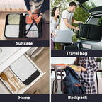 Voova 6 Set Compression Packing Cubes, Travel Accessories Expandable Packing Organizer Bags Set for Carry on Suitcase, Durable Luggage Packing Cubes for Travel Essentials, Black