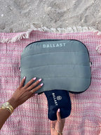 Ballast Beach Pillow – Comfy, Durable & Compact, Stays Put on Windy Beaches with Patented Sand Pouch, Inflatable Pillow for Beaches, Pools, Camping, Festivals and Travel (Moonlight Grey)