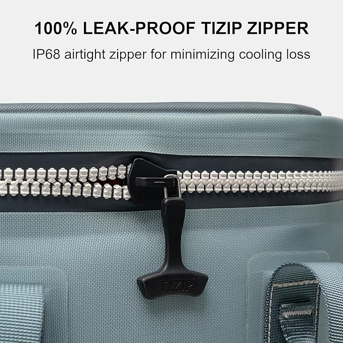 Portable Soft Cooler 12 Cans, IP68 Tizip Leak-Proof Zipper for Camping, Fishing, Beach, Outdoors Insulated Ice Chest with Reusable Ice Pack