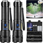 KINGCAESAR Flashlights 90,000 High Lumen - 2 Pack, Ultra Bright Rechargeable Flashlight with 7 Light Modes, LED Flash Light with High Power ΒATTERY, IPX7 Waterproof for Home Camping