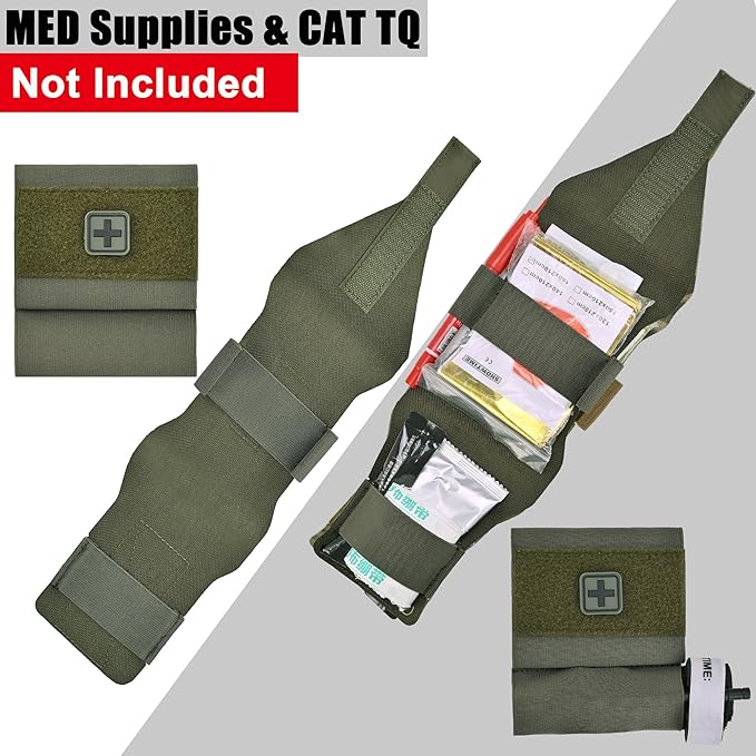 2-in-1 Micro Med Kit Med Pouch Tactical Mini First Aid Pouch Empty Small IFAK Pouch Compact Med Pouch EDC Bag with Tourniquet Holder |MOLLE Belt IFAK Micro Trauma Kit Pouch