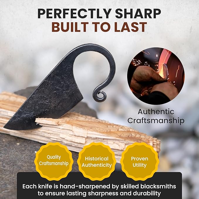 Toferner Celtic Pocket Knife, Hand Forged Fixed Blade Knives, Hardened Blade, Vintage Knife, Art Collection