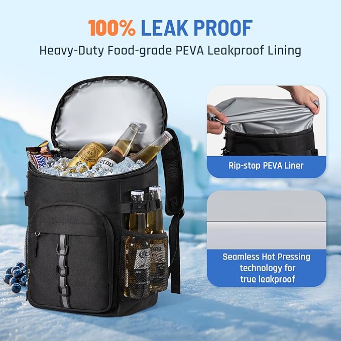 Cooler Backpack, Lightweight and Large Capacity Soft Backpack Cooler, Leak Proof Cooler Bag for Men Women