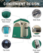 KingCamp Shower Tent, Portable Privacy Tent Outdoor Camping 1/2 Room Toilet Tents with Shower Bag & Dressing Room for Beach, Camping & Hiking