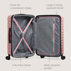 U.S. Traveler Boren Expandable Hardside Rugged Travel Luggage with 8 Spinner Wheels, Rose Pink, Checked-Large 30-Inch