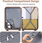 Kono 20'' Carry on Luggage Lightweight with Spinner Wheel TSA Lock Hardside Luggage Durable Small Carry on Suitcase Apricot Black