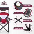 LET'S CAMP Camp Chair with Shade Canopy Folding Camping Chair with Cup Holder and Carry Bag for Outdoor Camping Hiking Beach, Heavy Duty 350 LBS