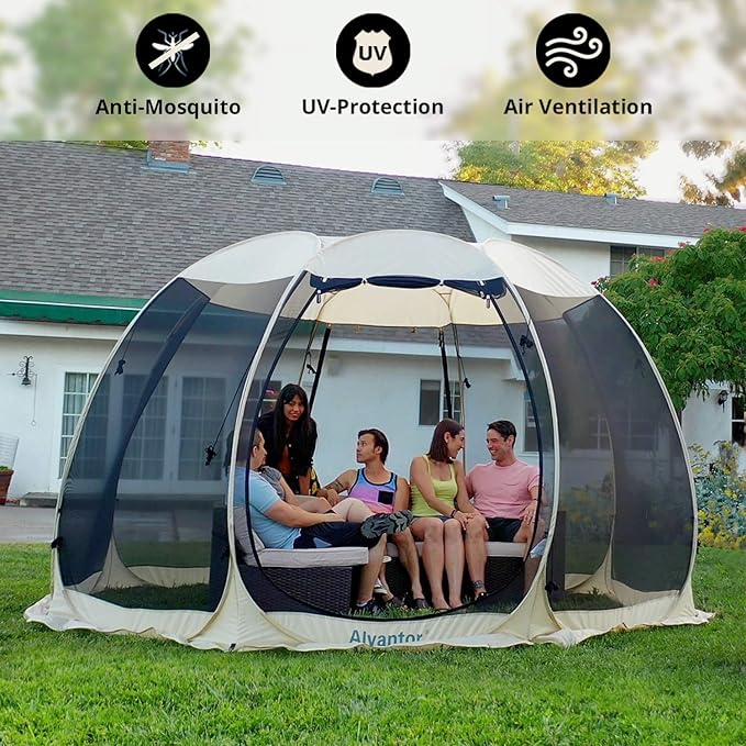 Alvantor Pop Up Screen Tent House Room Instant Outdoor Camping Canopy Sun Shelter Gazebo for Patio, Backyard & Deck, Privacy Tent(2-10 People, 8'x8' 10'x10' 12'x12')