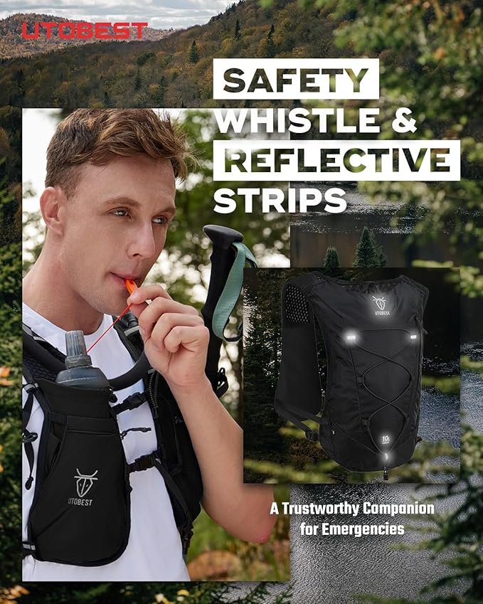 UTOBEST Upgrade Running Hydration Vest 10L, Running Backpack for Women Men Multi-Functional Storage, Adjustable Water Vest for Trail Marathon Race Jogging Cycling