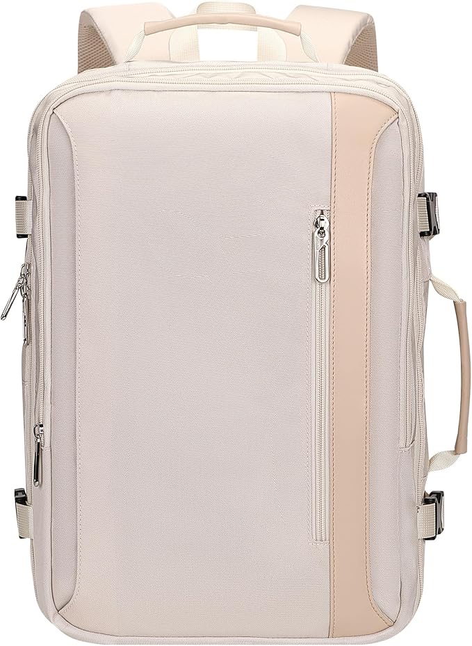 PIJUSHI Travel Backpack for Women Expandable Carry on Luggage Backpack Airline Approved Personal Item Laptop Bag(PE034 Beige)