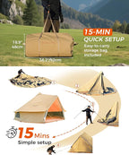 KingCamp Canvas Bell Yurt Tents, 4 Seasons Large Waterproof & Windproof Luxury Glamping Tent w/Stove Jack for Family Outdoor Camping, Hunting, Parties