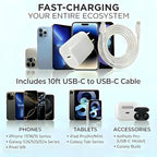 TT&C 30W USB-C Fast Charger with 10ft Extra Long Cable, PD Wall Plug for iPhone 17 16 15 Pro Max, iPad Air, and Samsung Galaxy S26 S25 S24, White, 1-Pack