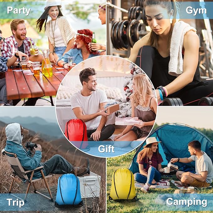 Kuhome 20Pcs Drawstring Backpacks Bulk String Bag Cinch Sack Pack Storage Knapsack Polyester Gift Bags Sports Drawstring Bags for Trip Gym Party Bags(20 Colors)