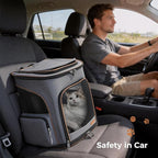 Lekereise Cat Backpack Expandable Pet Carrier Backpack for Small Cats and Dogs, Airline-Approved Foldable Dog Carrier Backpack with Inner Safety Leash, Grey